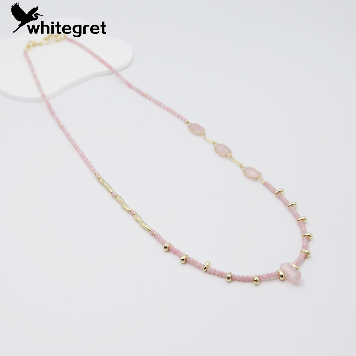 [WG0051]  Natural Crystal Pink Opal & Rose Agate Necklace new original  handmade design diy 2024 fashion girl bracelet valent Birthday Daily gifts