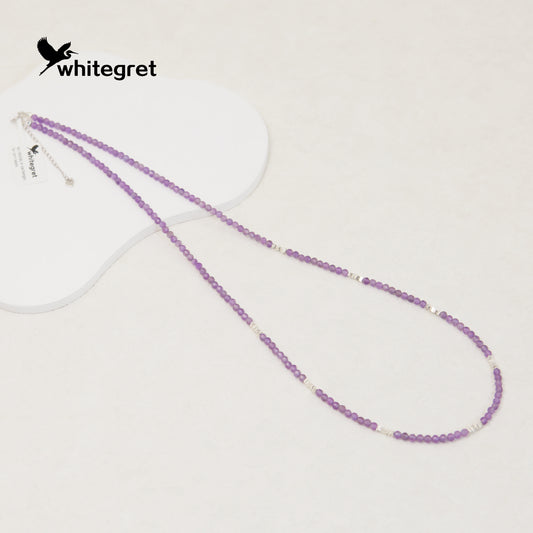 [WG0037] Natural Crystal Amethyst & Silver925 Necklace  fashion girl gifts over ＄25 free shipping