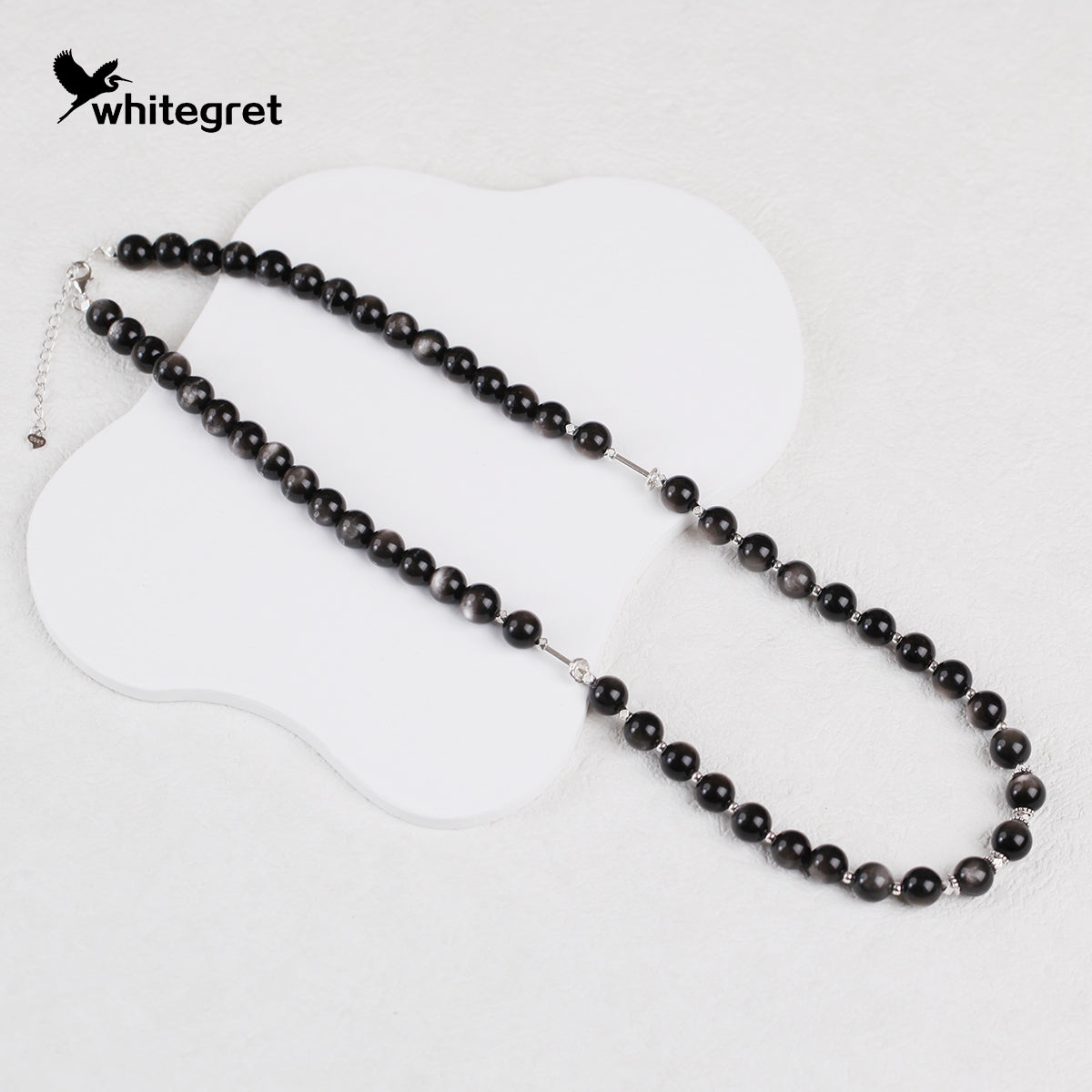 [WG0129] Natural crystal obsidian & silver925 Necklace