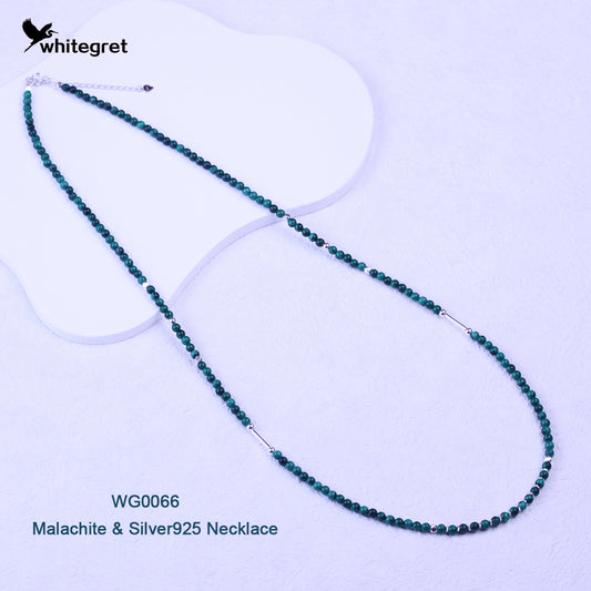 [WG0066] Natural Malachite & Silver925 Necklace new original handmade design 2024 fashion jewelry diy Daily Birthday girl gifts