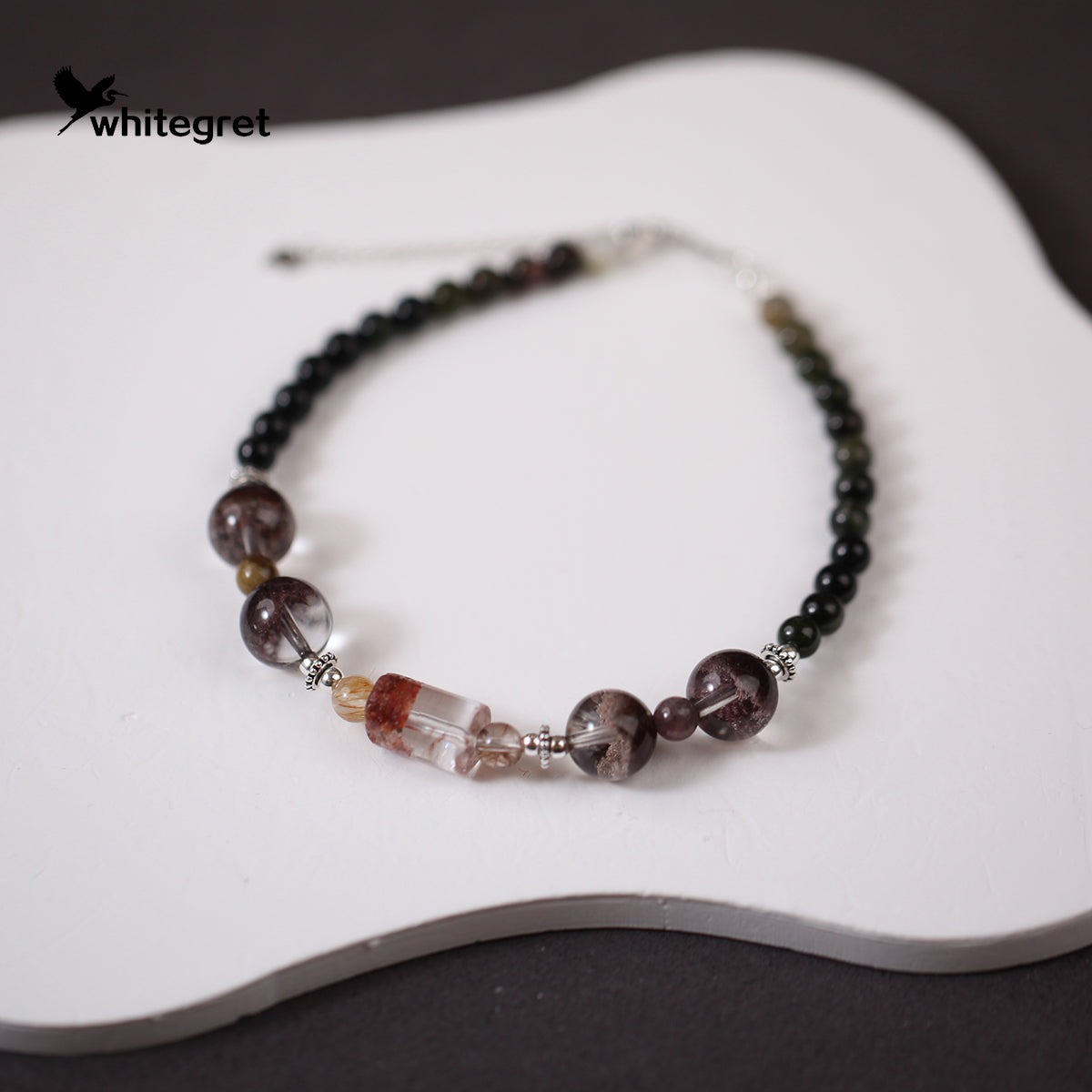 [WG0136] High Quality Phantom Quartz & Toumaline & silver925 Bracelet
