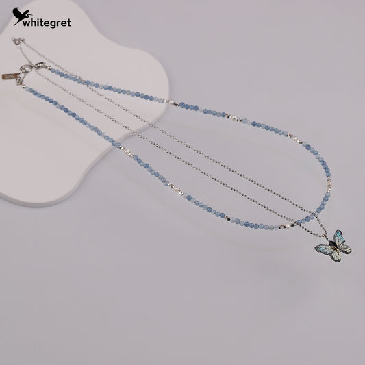 [WG0216] Aquamarine & Silver925 Necklace Bracelet Set