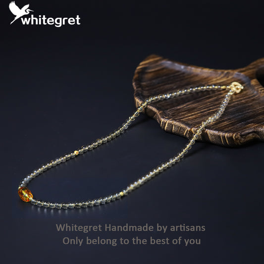 [WG0196] Handmade Natural Crystal Citrine Necklace with high quality
