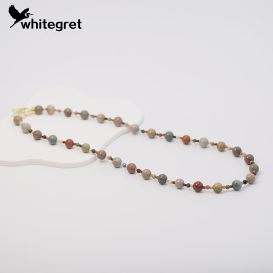 [WG0175] Handmade Natural Colorful Alashan Necklace & Bracelet set
