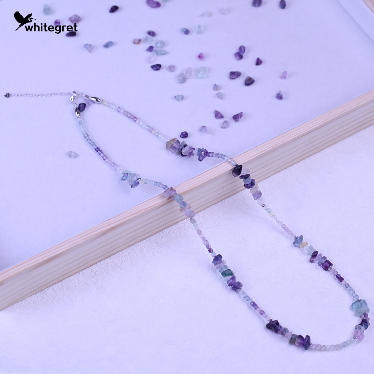 [WG0058] Natural Crystal Fluorite & Silver925 Necklace new original handmade design 2024 fashion jewelry naturalstone diy bracelet girl valent Daily Birthday gifts