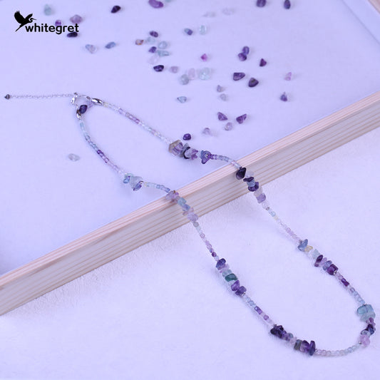 [WG0058] Natural Crystal Fluorite & Silver925 Necklace new original handmade design 2024 fashion jewelry naturalstone diy bracelet girl valent Daily Birthday gifts
