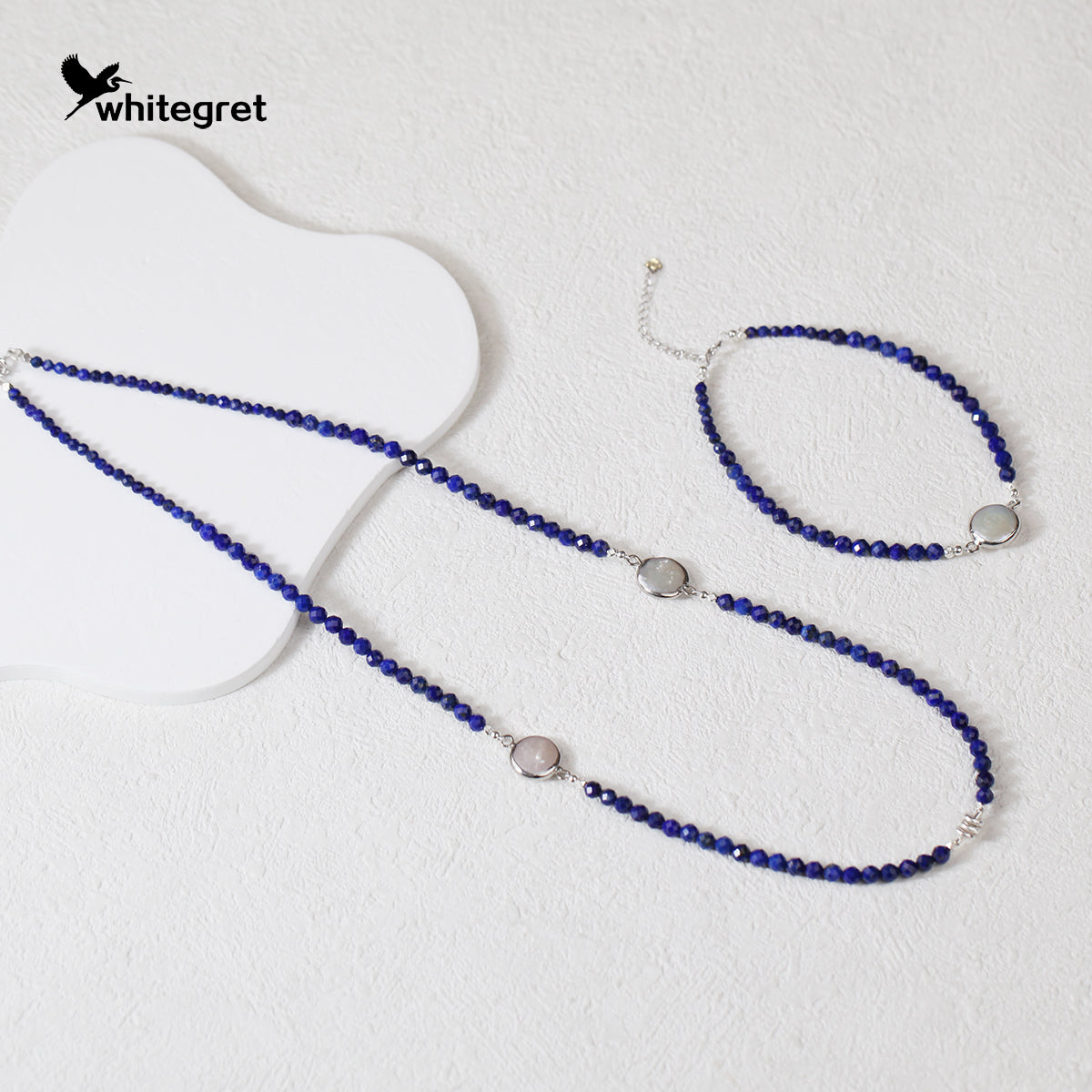 [WG0133] Natural Lapis Lazuli & Silver925 Necklace & Bracelet combo sets