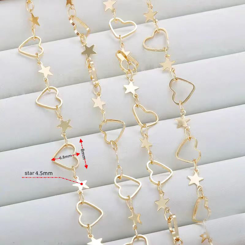 [WG1143] 1M  Star Chain with 14k gold plated-Vacuum Plating waterproof Jewelry DIY Chain