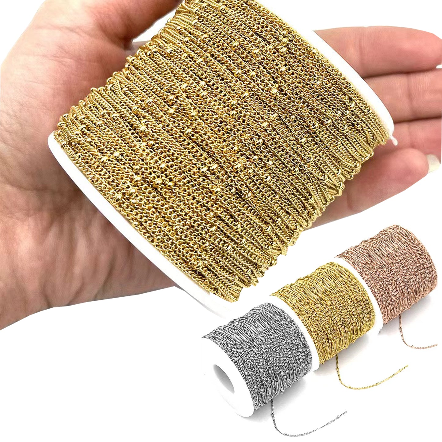 WG1009  Beads Chain-Vacuum Plating Waterproof Stainless steel diy chain