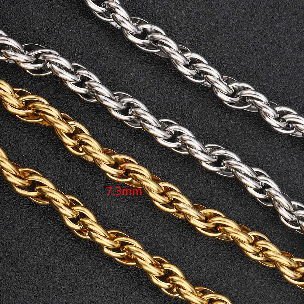WG1037  7.3mm braided chain-Vacuum Plating Waterproof Stainless steel diy chain
