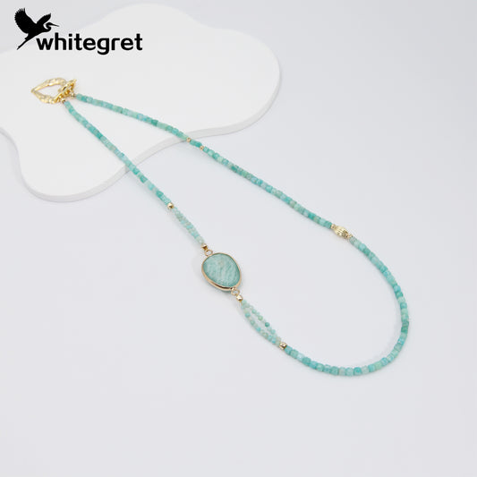 [WG0049] Natural Crystal Amazonite Necklace new original design 2024 new fashion handmade diy Birthday Daily girl gifts