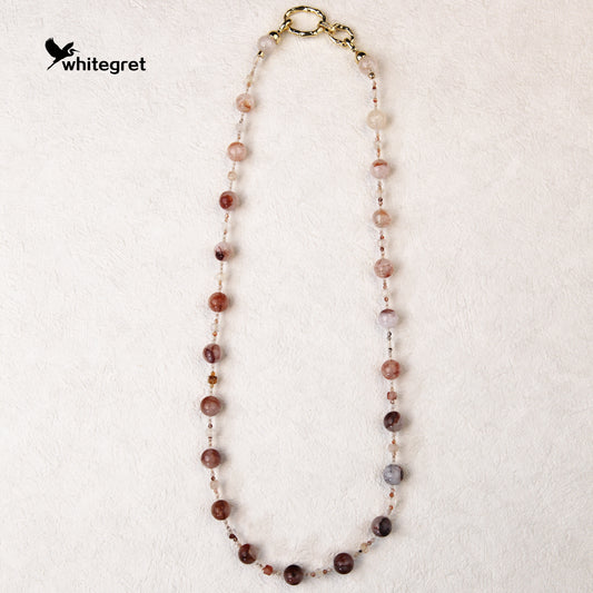 [WG0007] Natural Crystal Fire Quartz Crystal Necklace Red Hematoid bracelet sweater chain handmade diy 2024 new design valent new year gifts Wedding Engagement Daily Birthday Auspicious Anniversary 9.6㎜+ over ＄25 free shipping