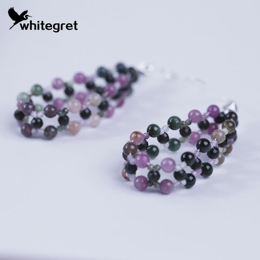 [WG0081] Natural Tourmaline & Silver925 Earrings over ＄25 free shipping