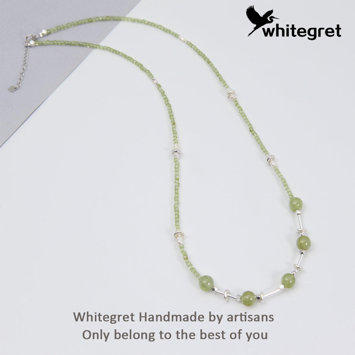 [WG0043] Natural Crystal Prehnite & Peridot  Necklace new original handmade design diy bracelet Birthday Daily girls gifts