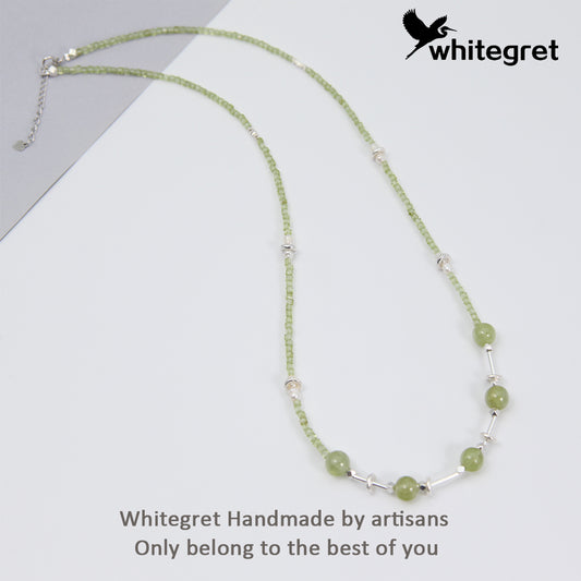 [WG0043] Natural Crystal Prehnite & Peridot  Necklace new original handmade design diy bracelet Birthday Daily girls gifts