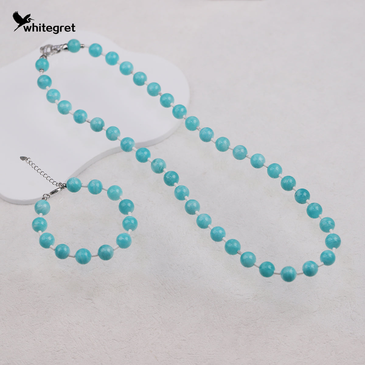 [WG0200] Amazonite & magnesite Necklace and Bracelet