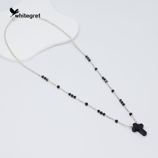 [WG0164] Natural Obsidian crystal & Silver25 Necklace