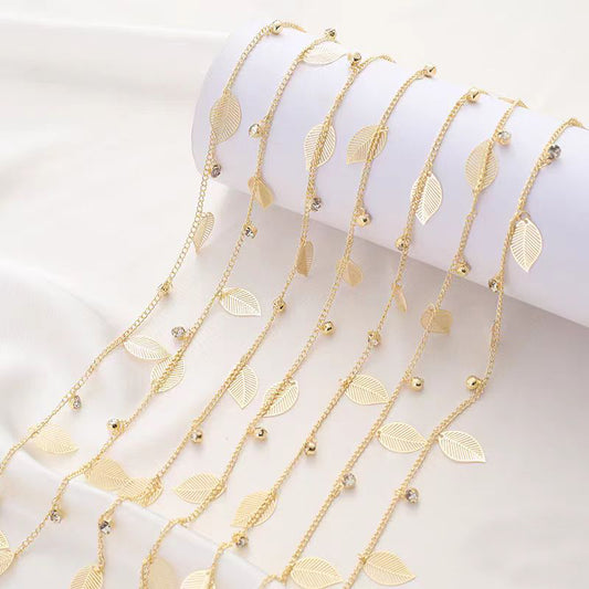 [WG1154] 1M leaves Chain-Vacuum Plating waterproof Jewelry DIY Chain