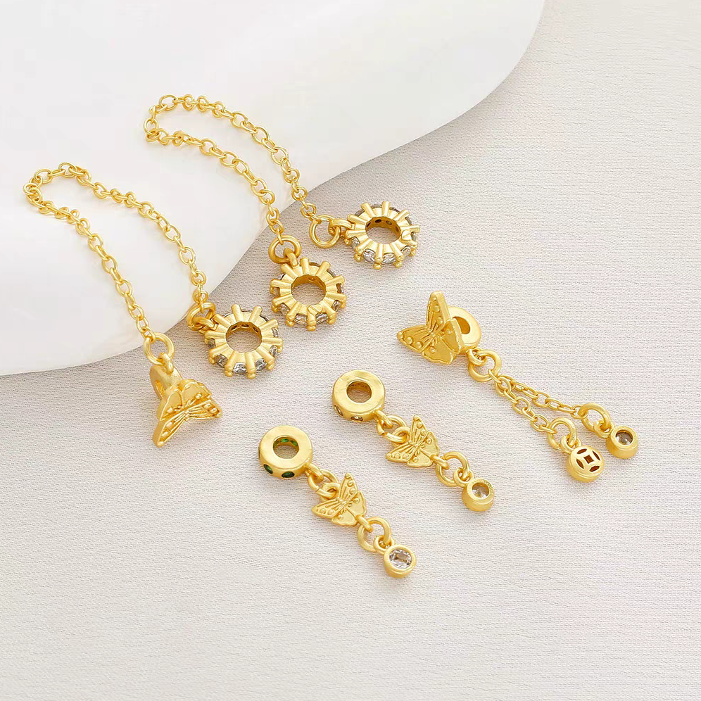 [WG1166] Butterfly & zircon tassels charms spacers for jewelry diy
