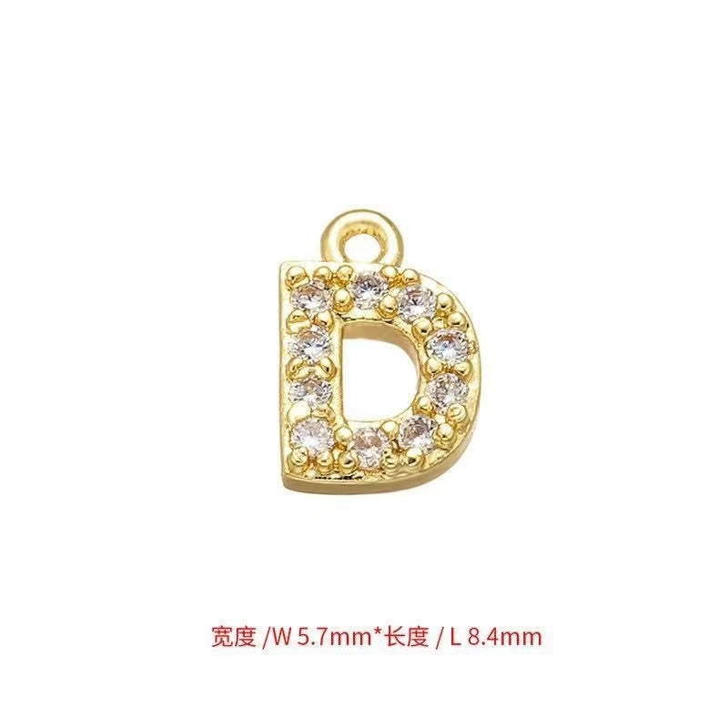 [WG1159] Letter spacer charm pendant with white zircon silver or gold for jewelry diy