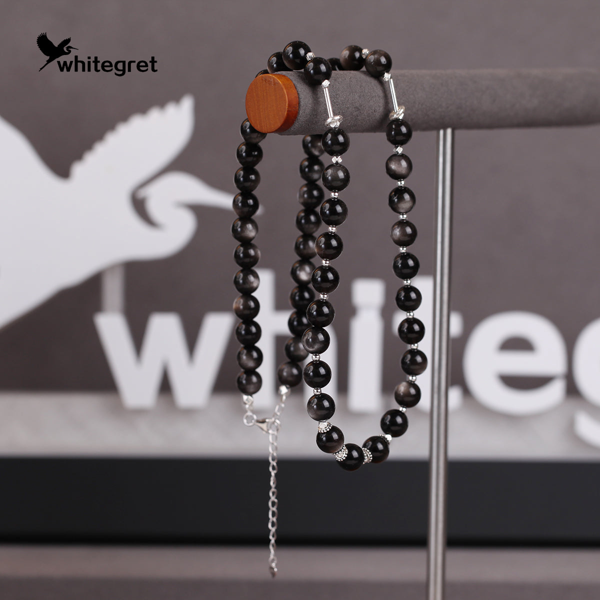[WG0129] Natural crystal obsidian & silver925 Necklace