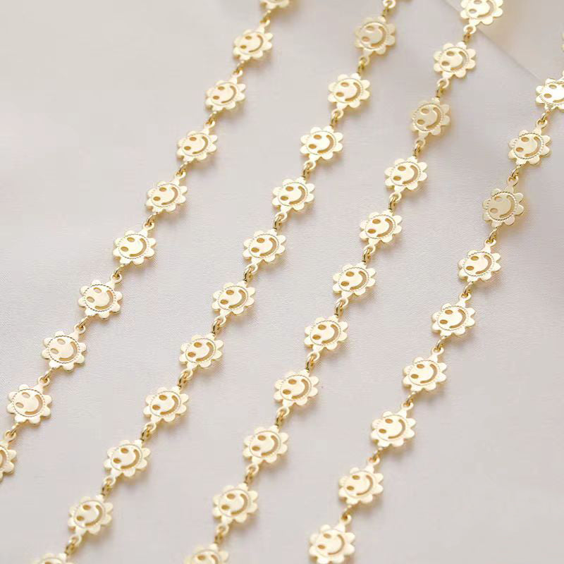 [WG1180] 1M smiley face sunflower  chain for jewelry diy