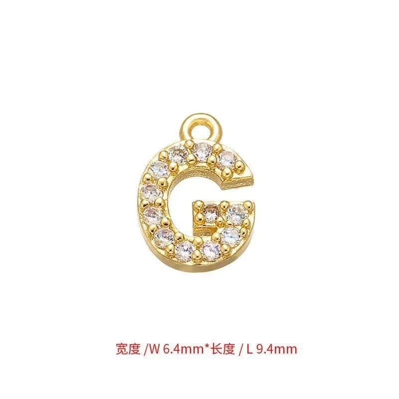 [WG1159] Letter spacer charm pendant with white zircon silver or gold for jewelry diy