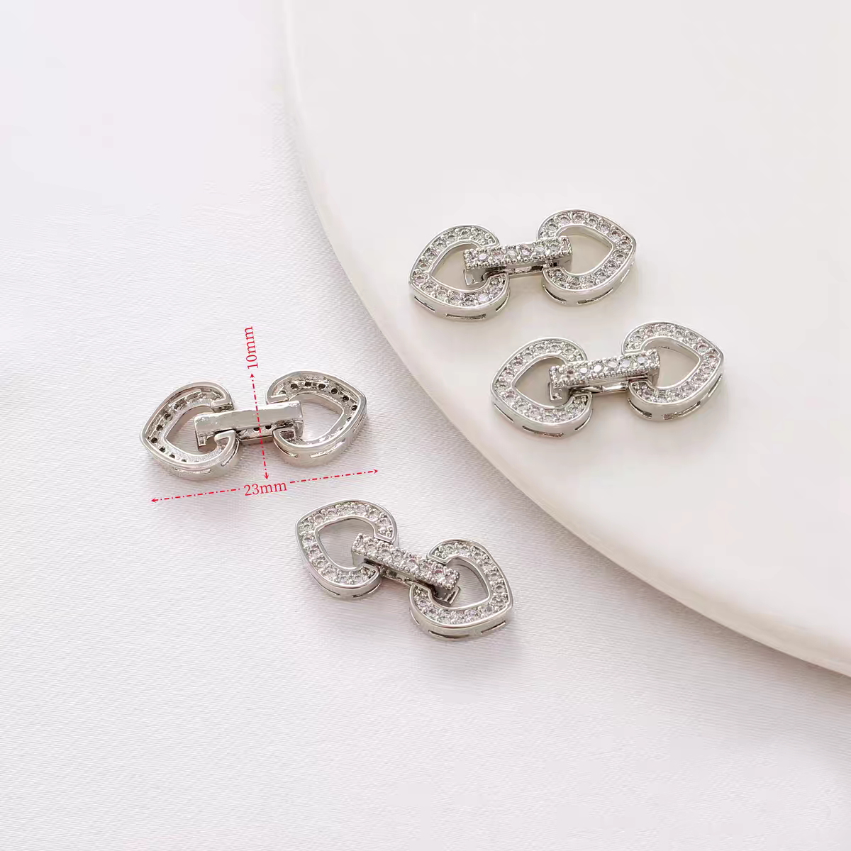 [WG1127] silver heart clasp for jewelry diy