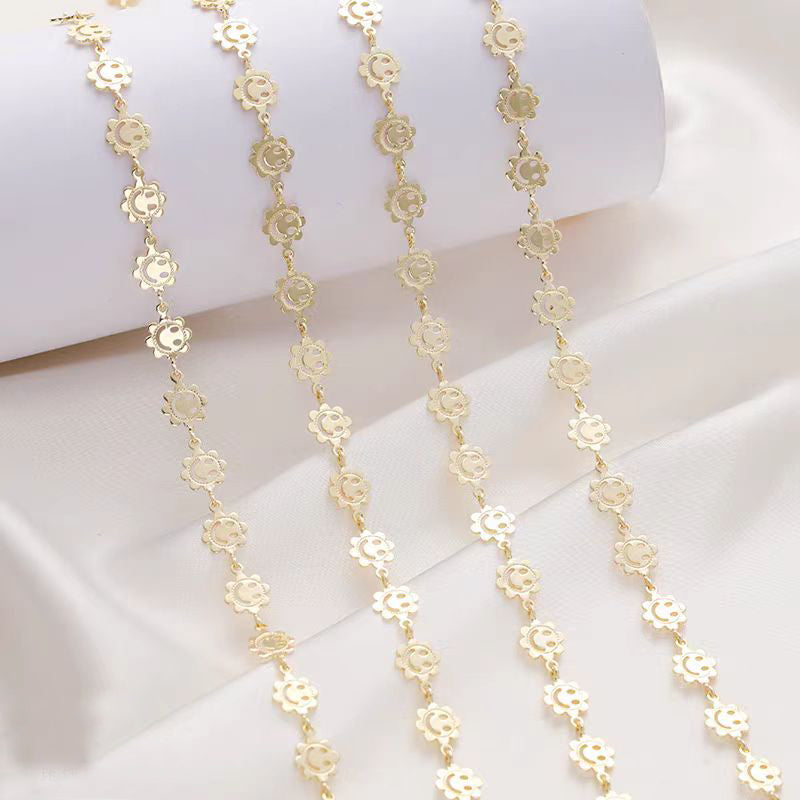 [WG1180] 1M smiley face sunflower  chain for jewelry diy