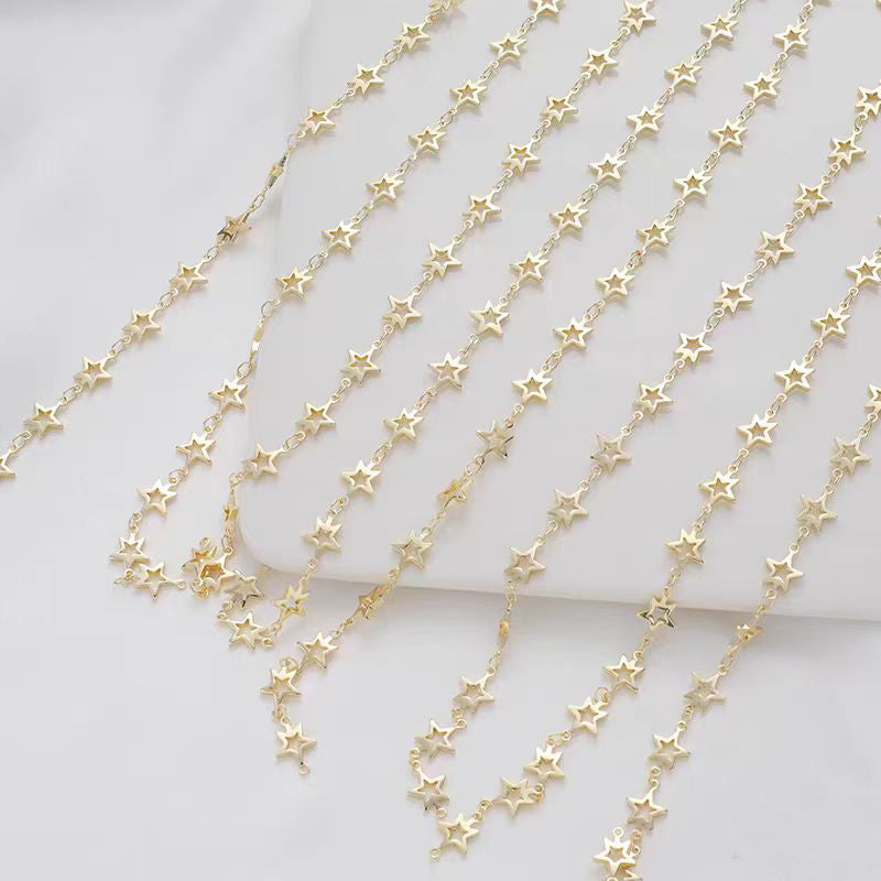 [WG1165] Star and Four leaves Clover Chain-Vacuum Plating Stainless Steel Bulk Chain for DIY