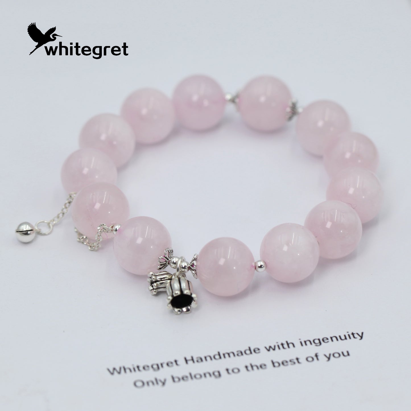 [WG0101] Natural Crystal Rose Quartz & Sivler925 Bracelet 14㎜+ new jewelry handmade diy original design girl wowen Birthday Daily gifts -PROTECTION-LOVE