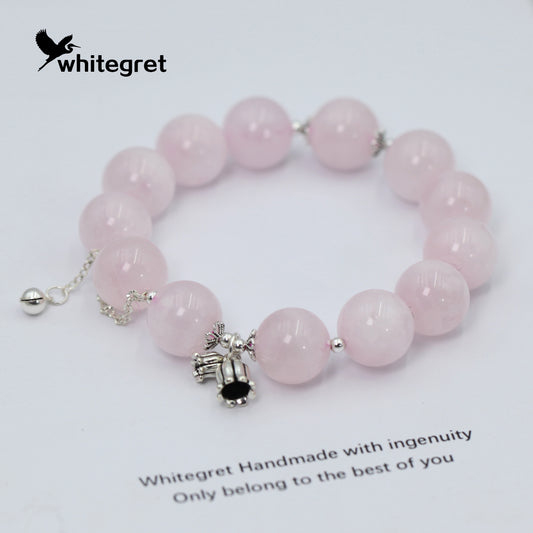 [WG0101] Natural Crystal Rose Quartz & Sivler925 Bracelet 14㎜+ new jewelry handmade diy original design girl wowen Birthday Daily gifts -PROTECTION-LOVE