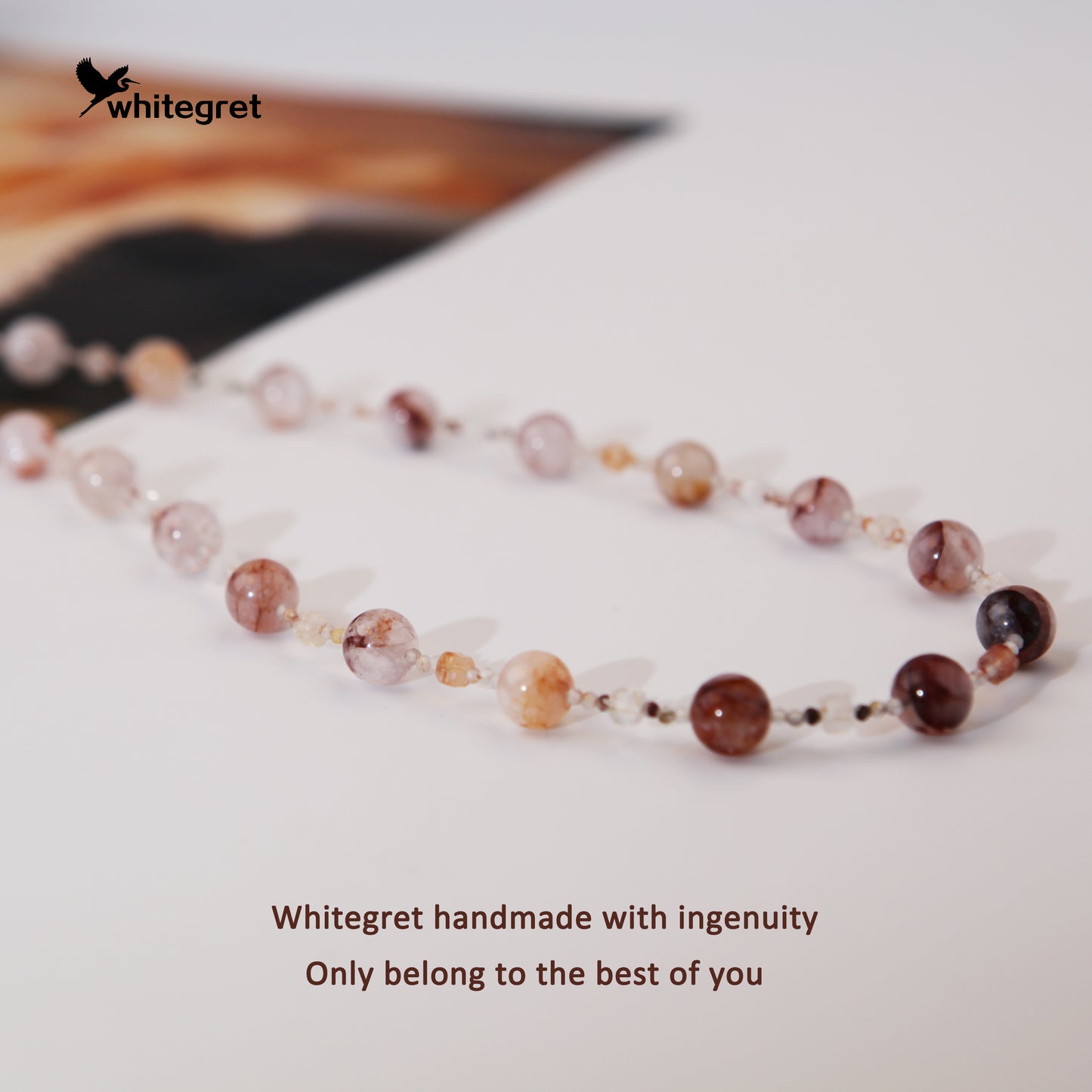 [WG0007] Natural Crystal Fire Quartz Crystal Necklace Red Hematoid bracelet sweater chain handmade diy 2024 new design valent new year gifts Wedding Engagement Daily Birthday Auspicious Anniversary 9.6㎜+ over ＄25 free shipping