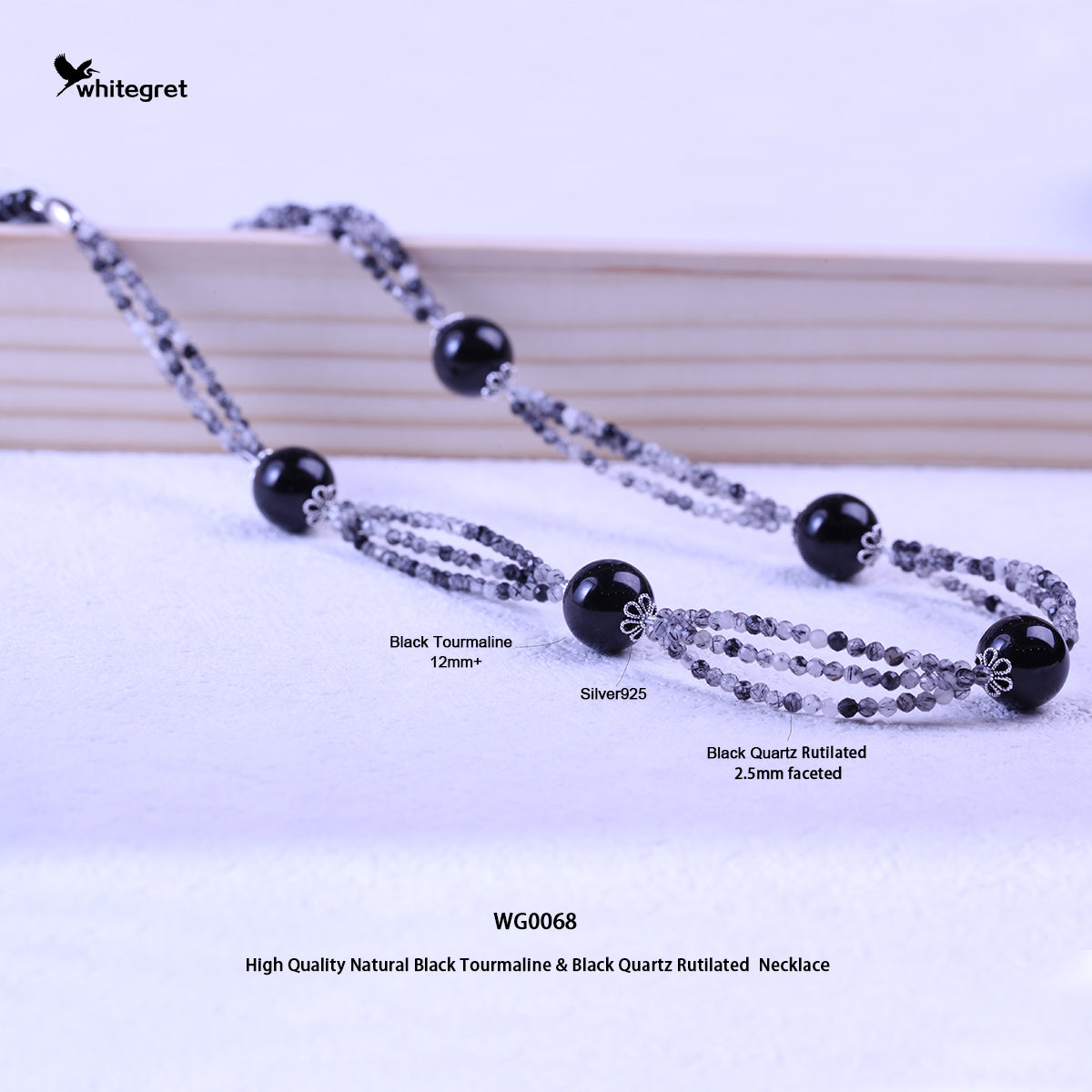 [WG0068] Natural  Black Tourmaline & Black Quartz Rutilated Necklace 2024 new fashion handmade jewelry diy girl Daily Birthday gifts