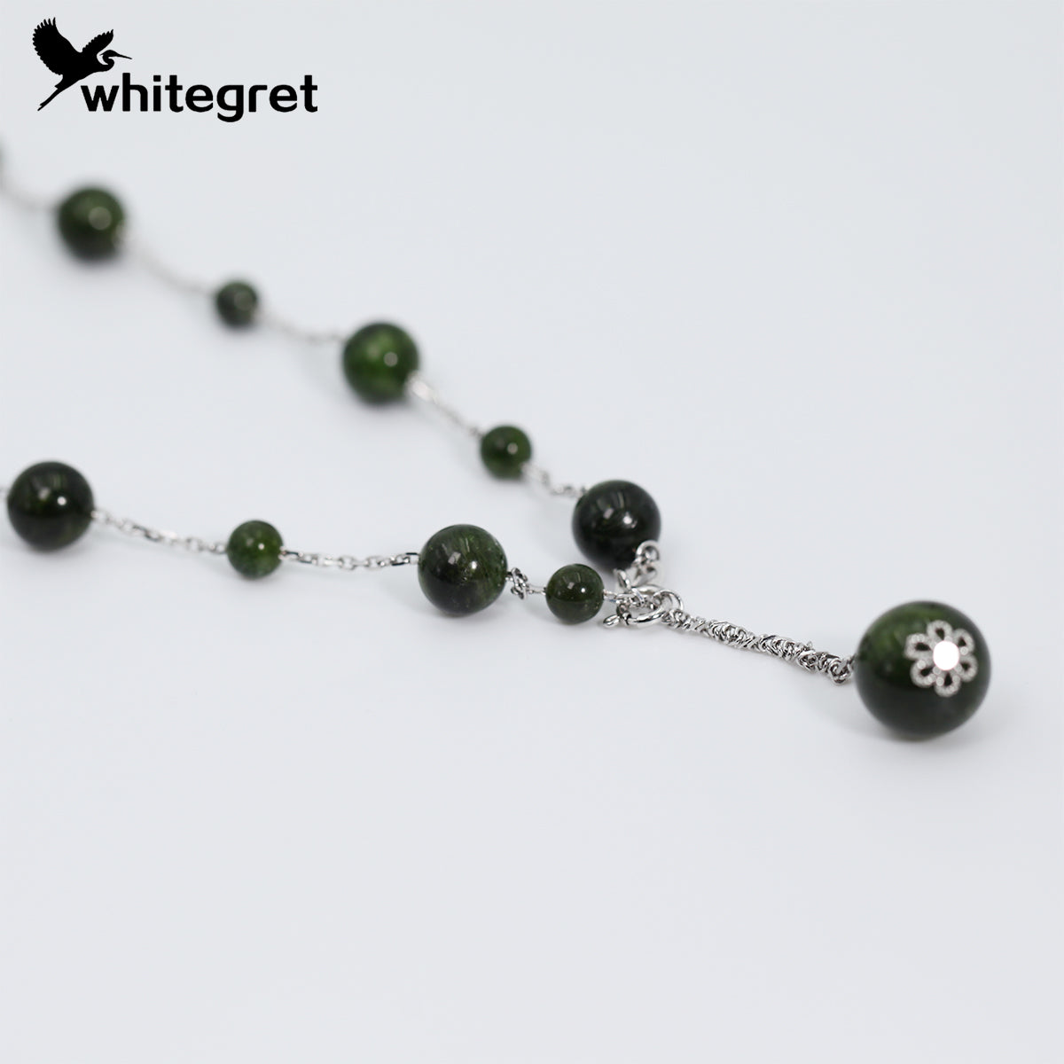 [WG0177] Handmade Natural Diopside & Silver925 Necklace Bracelet and set