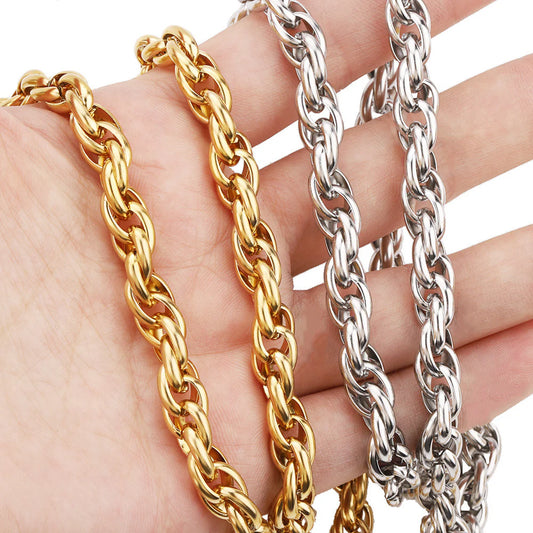 WG1037  7.3mm braided chain-Vacuum Plating Waterproof Stainless steel diy chain