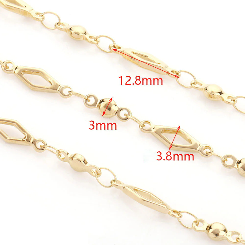 WG1068 Lozenge shaped ball chain-Vacuum Plating Waterproof Stainless steel chain