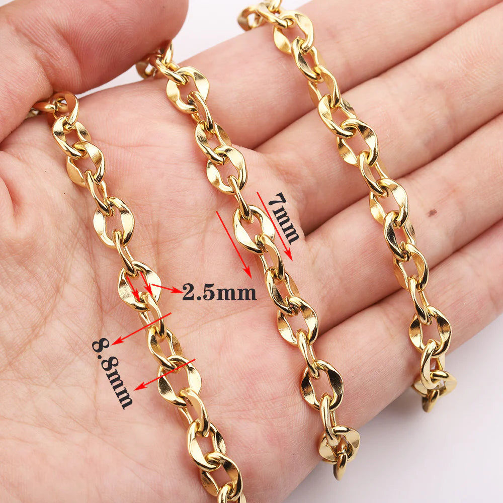WG1039  7mm lip chain-Vacuum Plating Waterproof Stainless steel chain