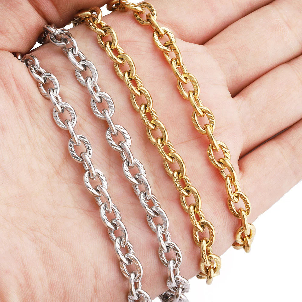 WG1062  Emboss cable chain-Vacuum Plating Waterproof Stainless steel chain