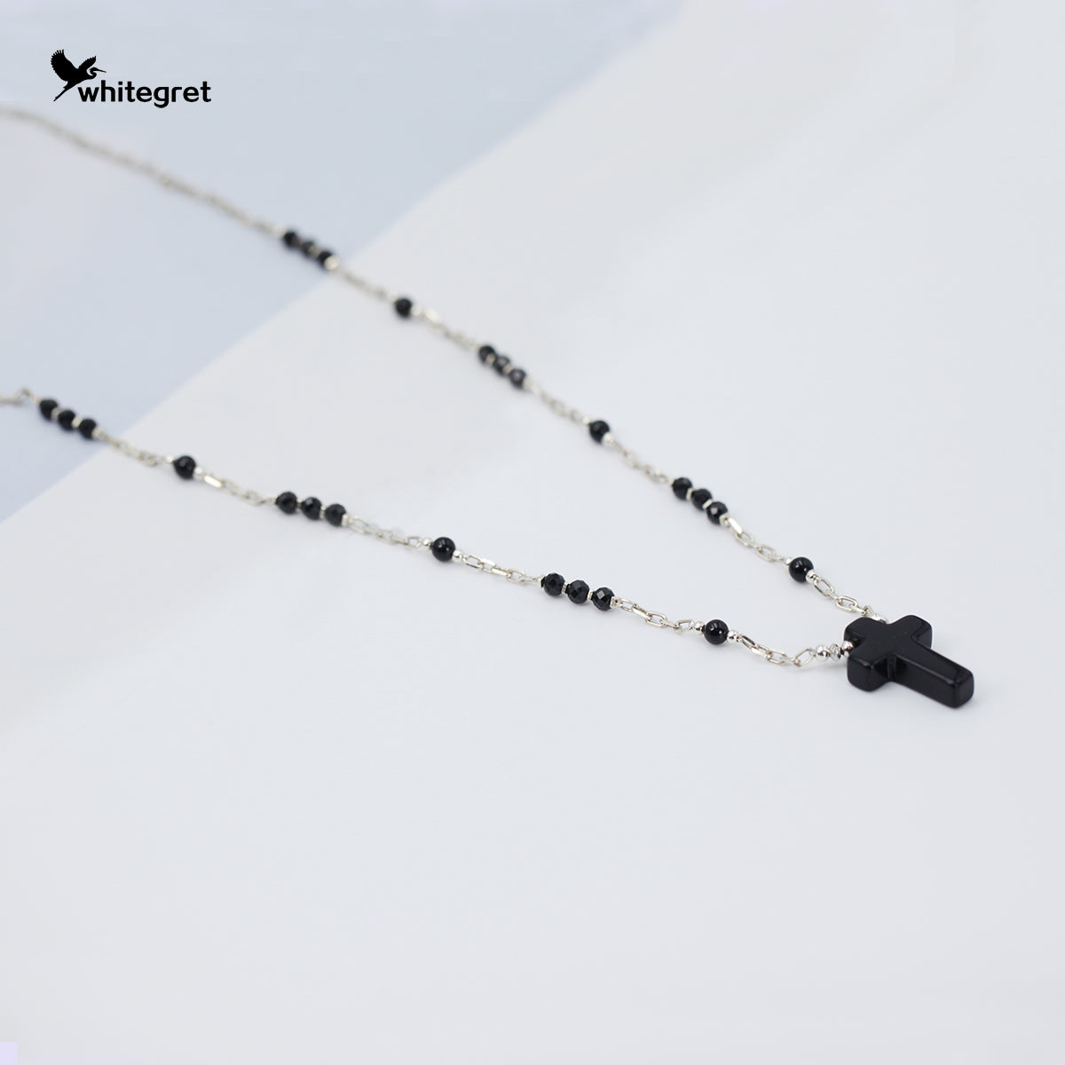 [WG0164] Natural Obsidian crystal & Silver25 Necklace