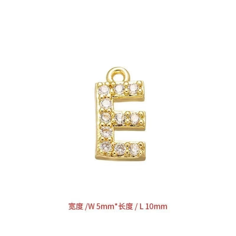 [WG1159] Letter spacer charm pendant with white zircon silver or gold for jewelry diy