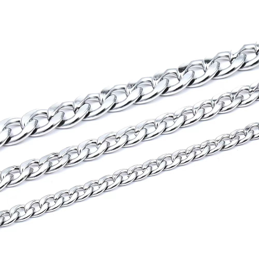 WG1016  1:1 cuban chain-Vacuum Plating Waterproof Stainless steel DIY chain