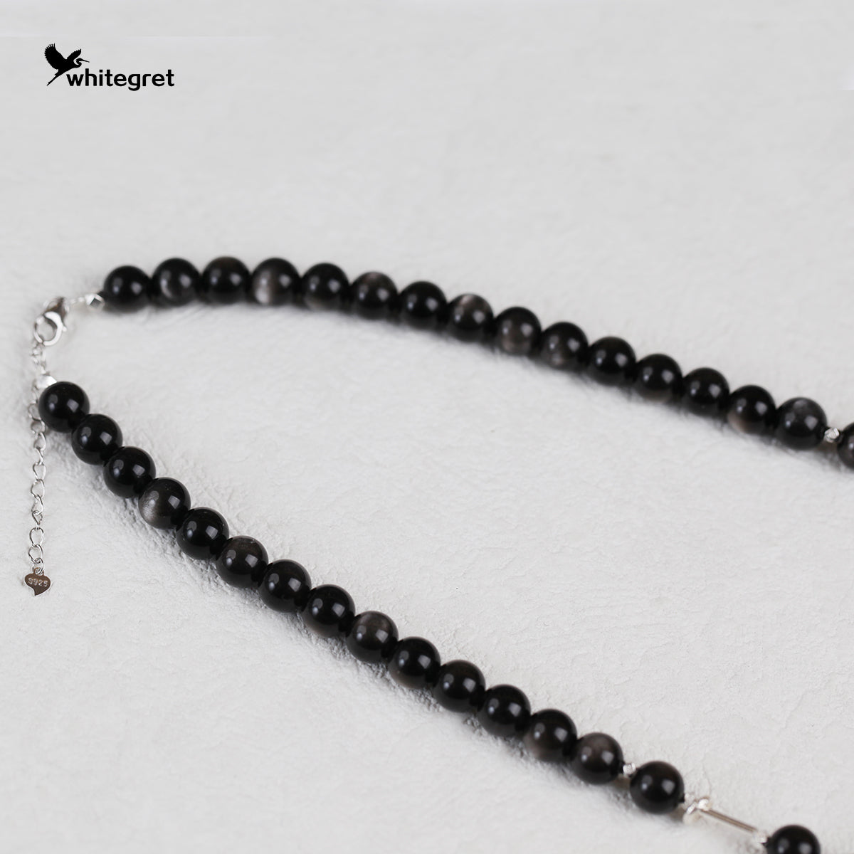 [WG0129] Natural crystal obsidian & silver925 Necklace