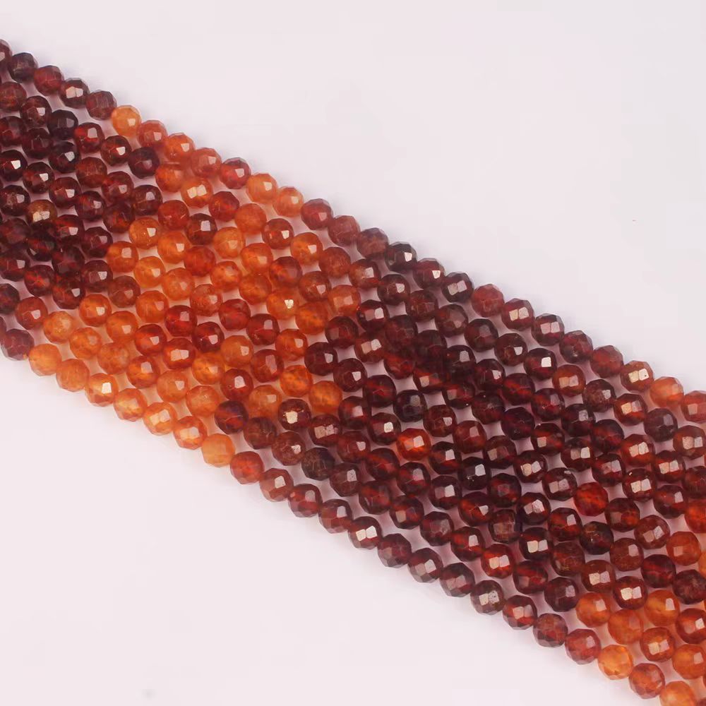 [WG1110] Multi- natural garnet facted beads 1 string for Jewelry diy