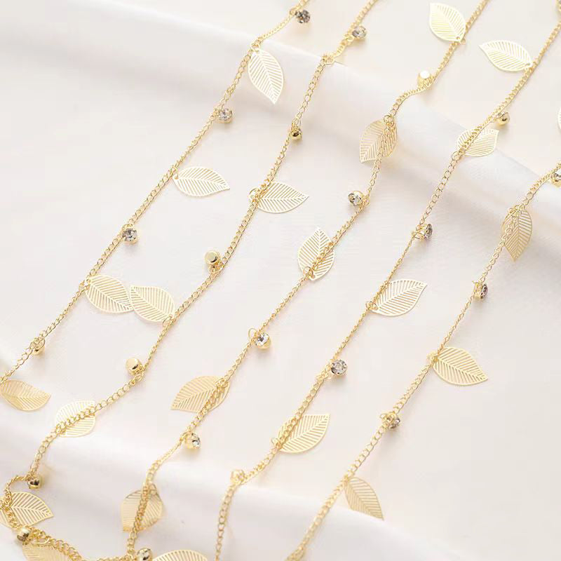 [WG1154] 1M leaves Chain-Vacuum Plating waterproof Jewelry DIY Chain