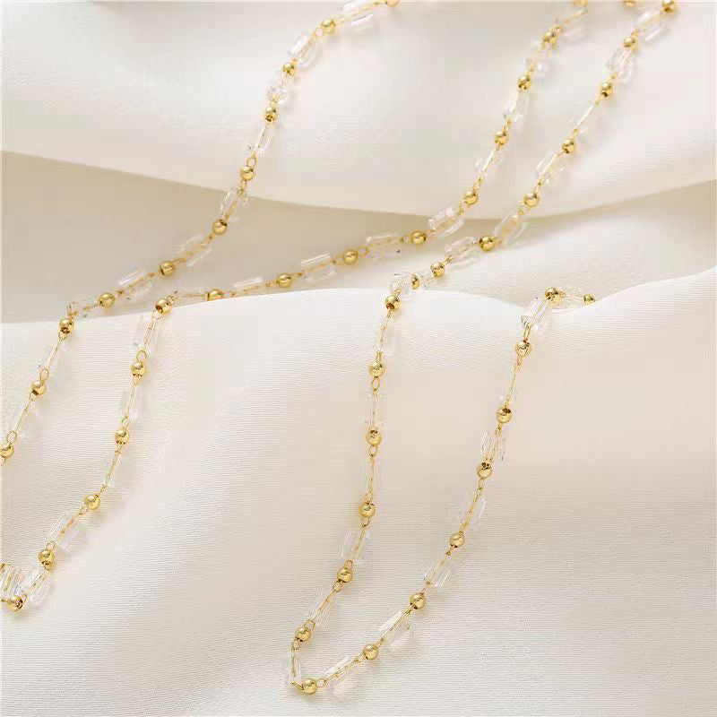 [WG1171] 1M Square Tube Crystal Chain for Jewelry diy