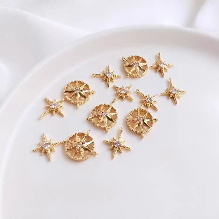 [WG1145] 1PCS star pendant spacer charm- vacuum plating waterproof jewelry diy