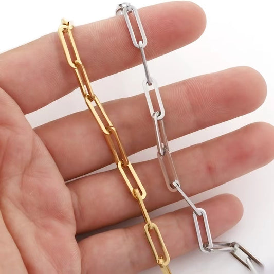 WG1025   paper clip chain-Vacuum Plating Waterproof Stainless steel diy chain