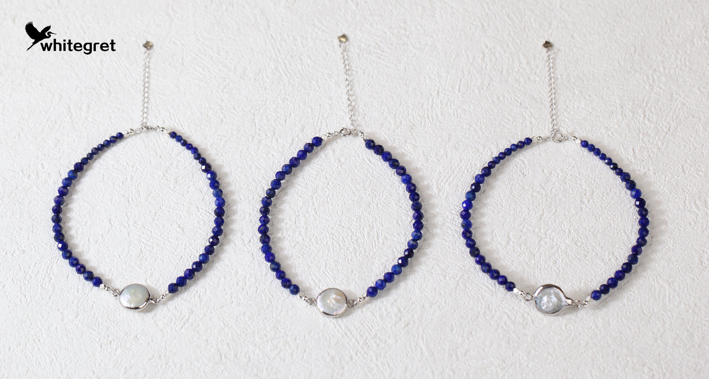 [WG0132] Lapis Lazuli & Silver925 Bracelet