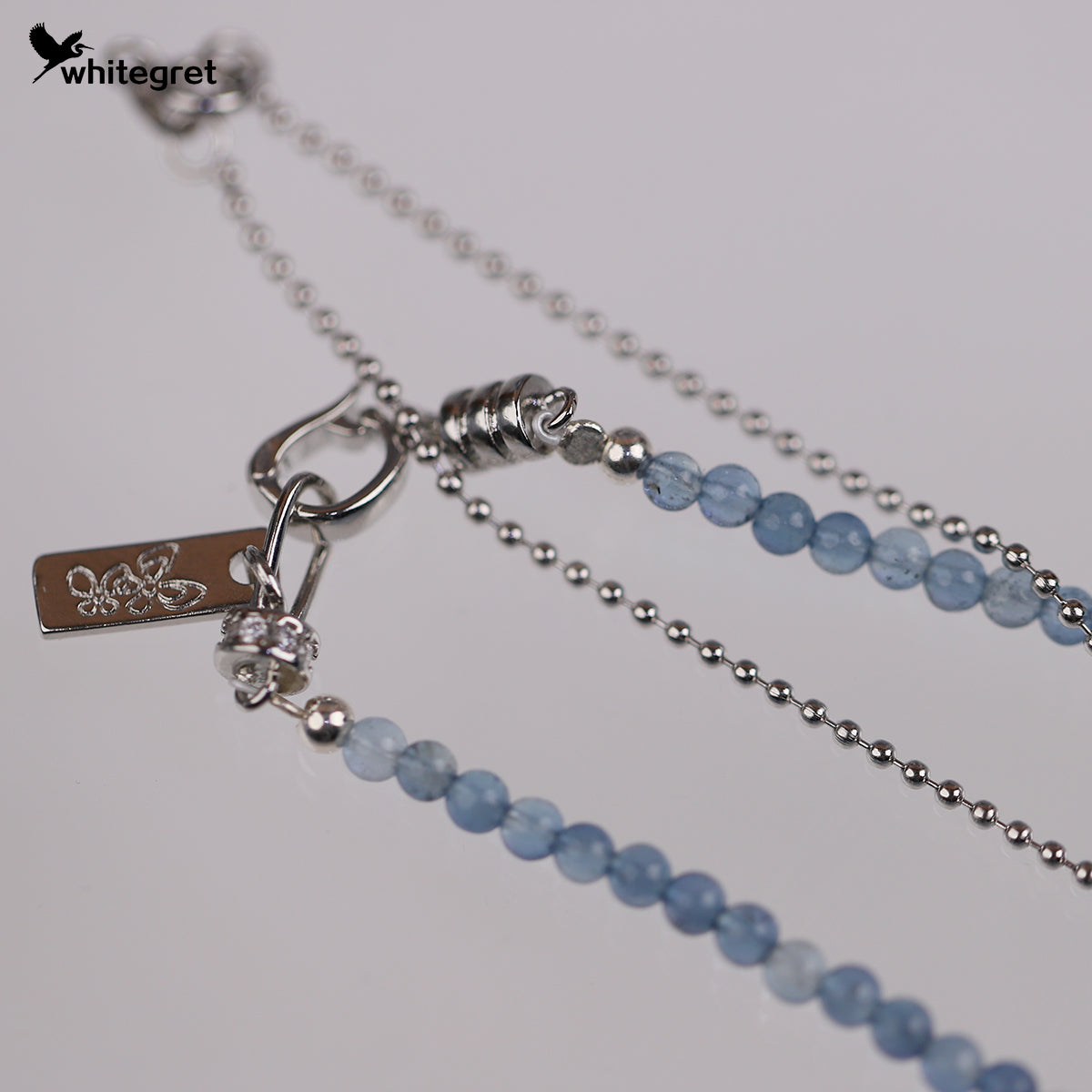 [WG0216] Aquamarine & Silver925 Necklace Bracelet Set